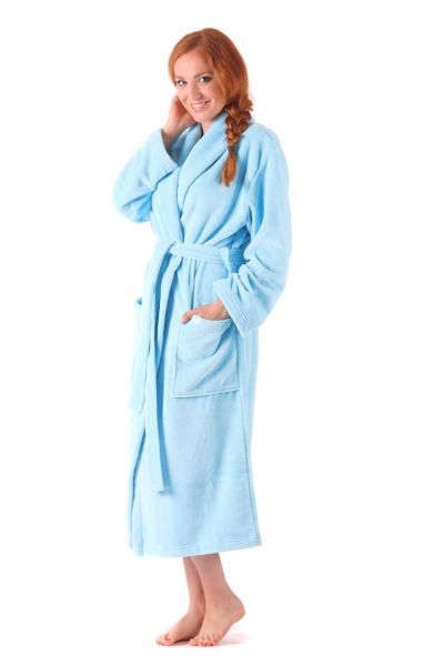 TAMPA dlouhý župan s šálovým límcem - Světle modrá, vel. M, galerie